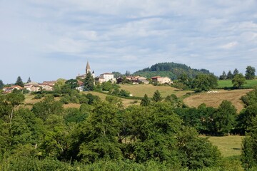 Naklejka premium Countryside in the department of Saône-et-Loire in Bourgogne-Franche-Comté in France