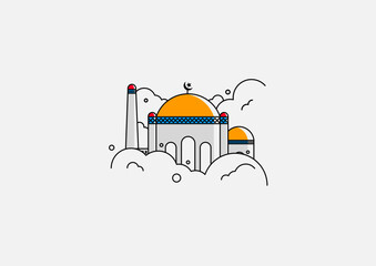 Modern Mosque Illustration. Flat art Style.