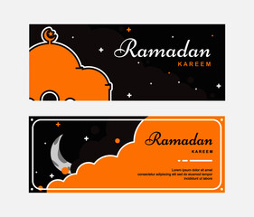 Modern Ramadan Banner Flat art Style