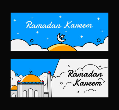Modern Ramadan Banner Flat art Style