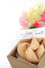 Homemade fortune cookie for Chinese confectionery food image