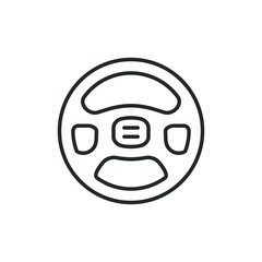 Steering wheel line icon isolated on white background. Vector illustration