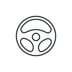 Steering wheel line icon isolated on white background. Vector illustration
