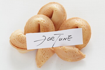 Homemade fortune cookie for Chinese confectionery food image