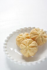 Homemade butter cookie on dish white copy space 