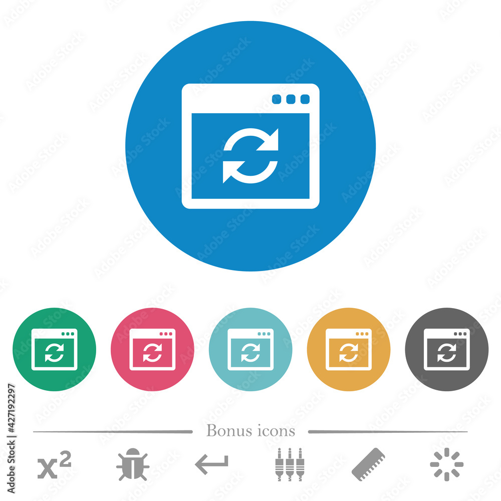 Poster application syncronize flat round icons