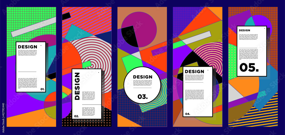 Poster vector vertical banner design template with colorful abstract geometric background