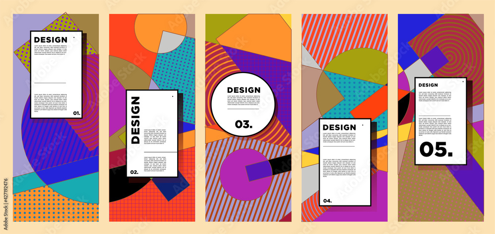 Poster vector vertical banner design template with colorful abstract geometric background