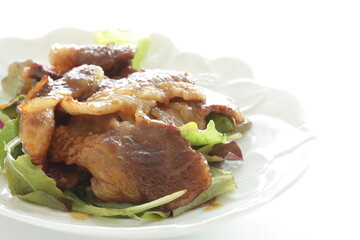 Korean food, barbecue beef sliced on white dish