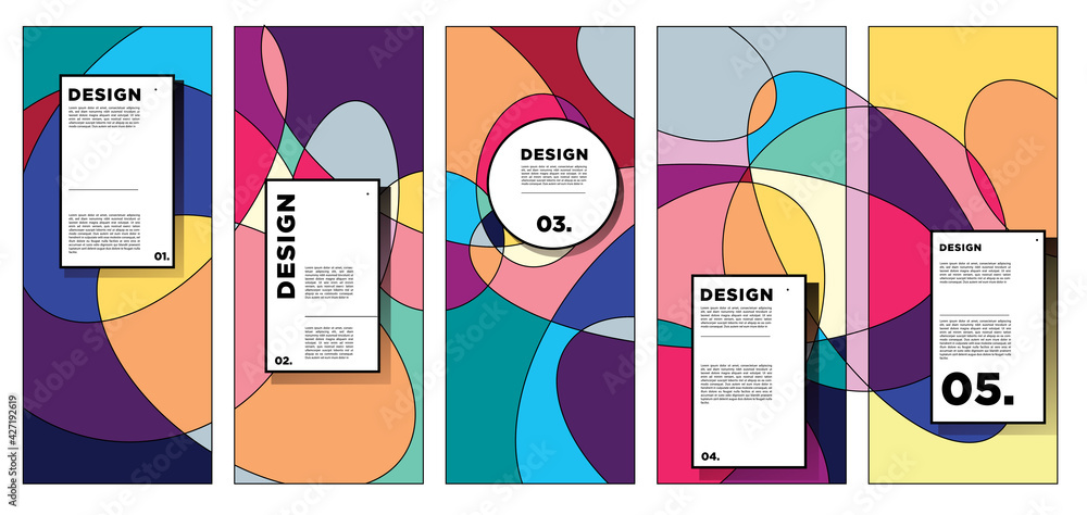 Poster vector vertical banner design template with colorful abstract geometric background