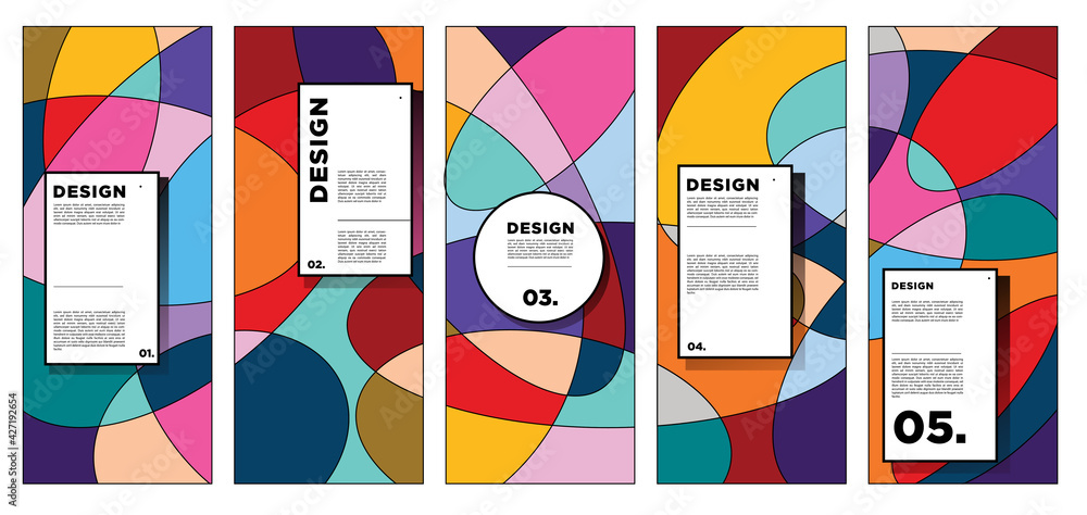 Poster vector vertical banner design template with colorful abstract geometric background