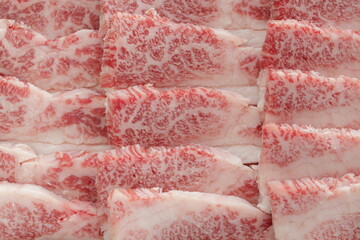 Japanese food ingredient, marble beef for Korean barbecue 