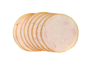 chicken salami isolated on white background. chicken breasts salami.