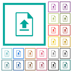 Upload file flat color icons with quadrant frames