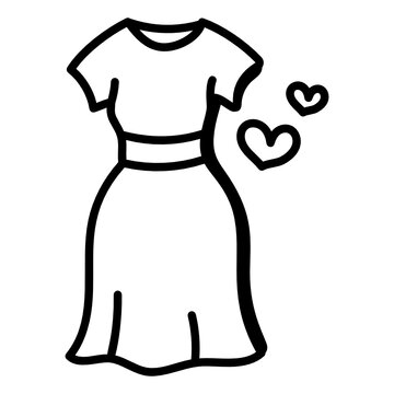 
A beautiful party dress icon, doodle design of frock 

