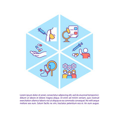 Vaccine testing process concept line icons with text. PPT page vector template with copy space. Brochure, magazine, newsletter design element. Drug safety check linear illustrations on white