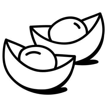 
Chinese Gold Ingot Icon, Doodle Design Of Chinese Sycee

