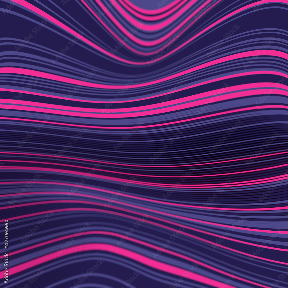 Aufkleber Wavy background of curving multi-colored lines. Design element. 3d rendering digital illustration