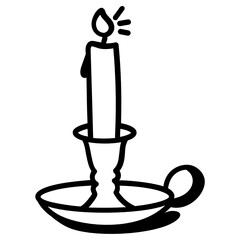 
Burning candle flame, perfect hand drawn icon 

