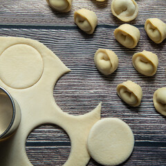 dumplings, dough with meat hand-made 