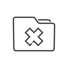 Obraz premium Icono carpeta de error o eliminación. Carpeta con aspa en lineas de color gris
