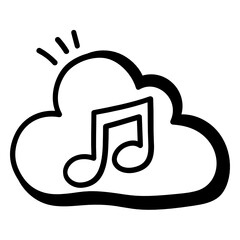 
Melody inside cloud, icon of cloud music

