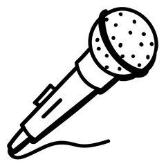 
Wired microphone, icon of singing mic 


