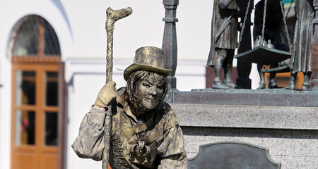entertainment for a tourist - a living statue, a person