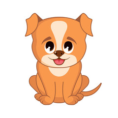 Very cute brown little puppy icon vector. Adorable rusty puppy vector. Super cute little red puppy vector. Sitting brown baby dog cartoon character. Cute dog icon isolated on a white background