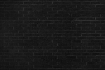 Black brick texture details background. House, shop, cafe and office design backdrop. Paint brickwork wall and copy space.