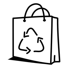 
A doodle editable and amazing icon of bag recycling 

