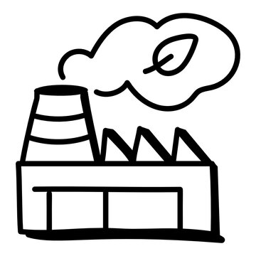 
A doodle editable icon of eco industry 

