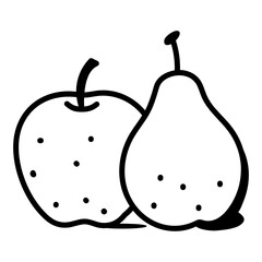 
Pear with apple, organic fruits doodle icon

