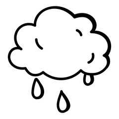 
A rain shower icon in doodle design

