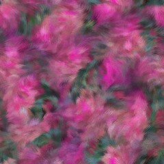 Fototapeta premium Seamless faux digital painted floral pattern print. High quality illustration. Procedural painting with realistic brush strokes in impressionistic style. Abstract art for surface design and print.