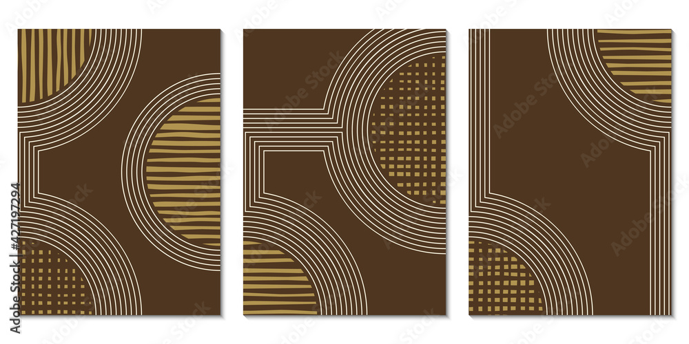Poster abstract art background set with geometric shapes. minimal design with circles and lines. contempora