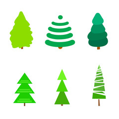 Geometric art. Green christmas trees.