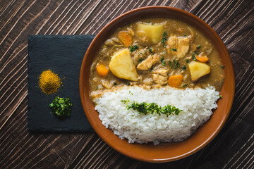 Homemade japanese curry with white rice