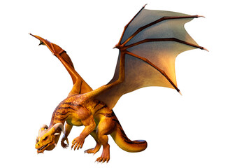 Fototapeta premium 3D Rendering Fairy Tale Dragon on White