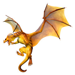 3D Rendering Fairy Tale Dragon on White