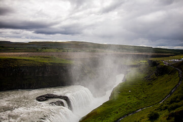 Summer landscape in Gullfoss waterfall, Southern Iceland, Europe