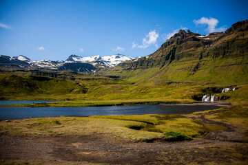 Naklejka na ściany i meble Summer landscape in Southern Iceland, Europe