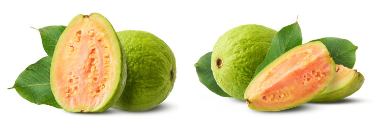 Fresh ripe guava isolated on white background