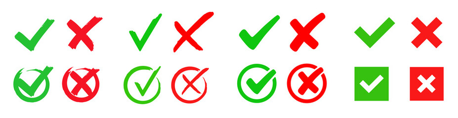 Set check mark and cross. Vector illustartion © 4zevar