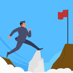 businessman jump to success