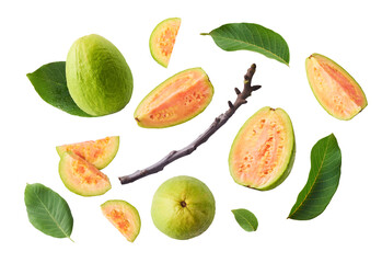 Fresh ripe guava isolated on white background