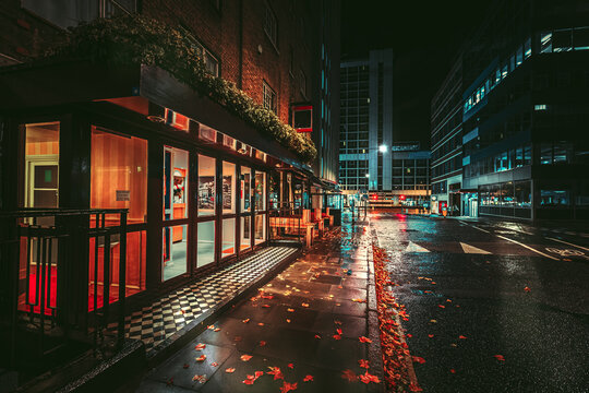 Fototapeta no people on the street at night in London
