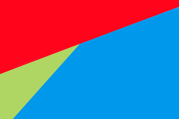 Fondo geométrico de papel rojo, azul y verde. Vista superior. Copy space