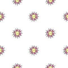 Seamless pattern with  flowers on white background. Vector print with herbs. Botanical doodle wallpaper.