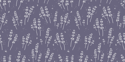 Beautiful hand drawn lavender seamless pattern, lovely doodle floral background, great for spring textiles, banners, wallpapers, wrapping - vector design